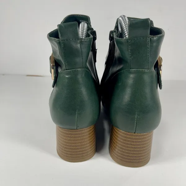Charter Club Katiaa Green Ankle Boots Size 8.5M Gold Buckle Block Heel - Image 5