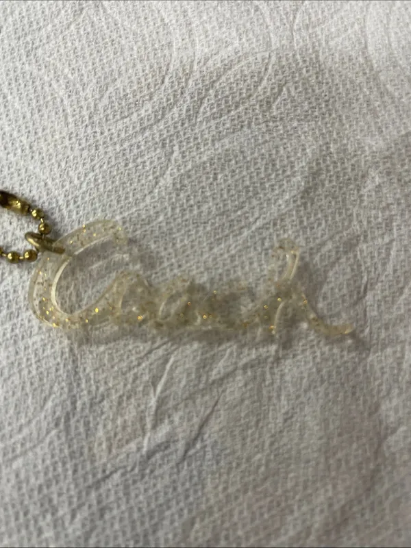 Coach Clear Bag Charm with Gold Glitter Script Charm - Image 2