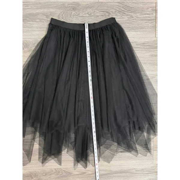 Fairy Black Tulle Mesh Handkerchief Hem Midi Skirt Medium Whimsigoth Punk Witchy - Image 7