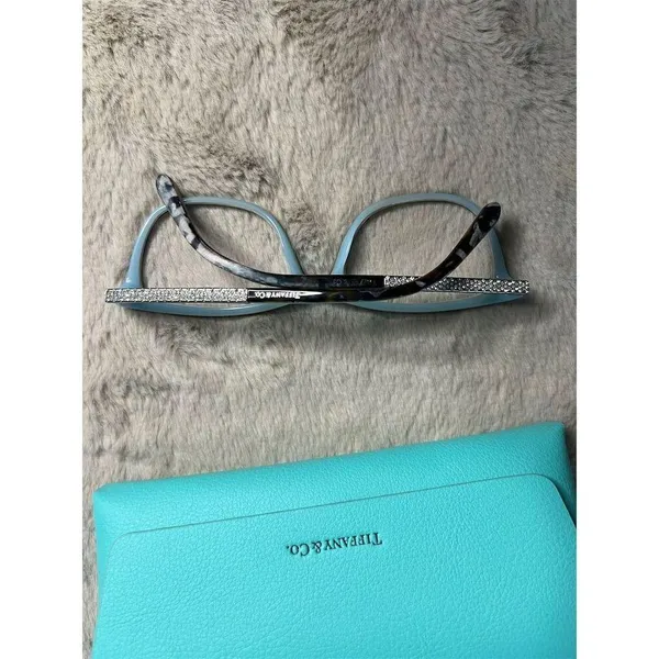 Tiffany & Co Women's Eyeglasses Case Black w/ Blue Accents Full Rim - Image 5