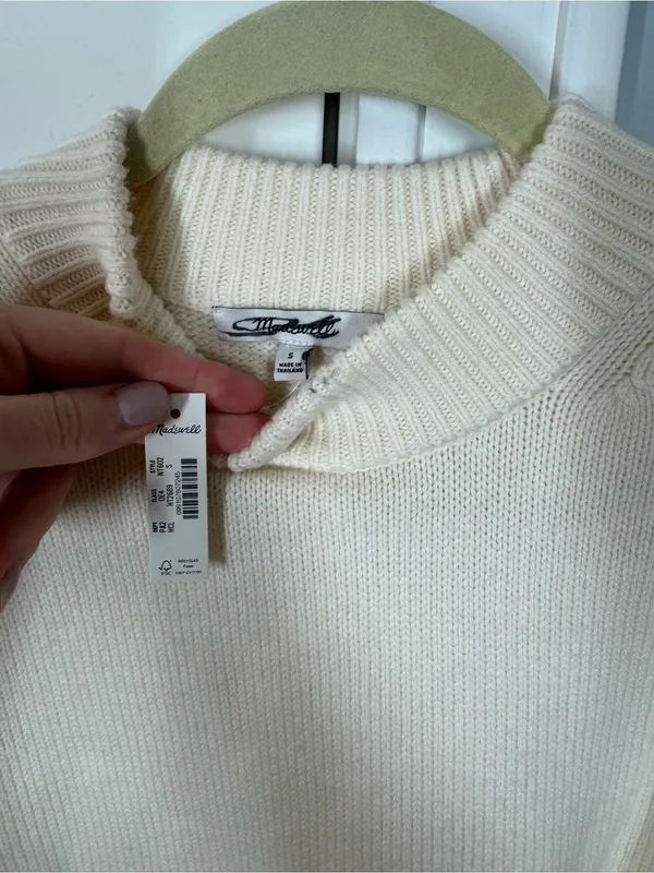Madewell SoftWool Boxy Crewneck Sweater Heather cloud size small winter fall - Image 4