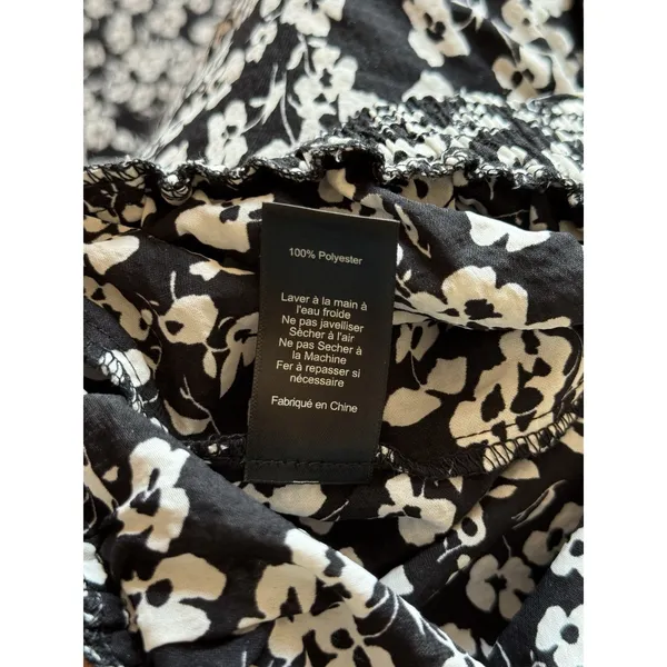 Lush Clothing Womens Wide Leg Pull On Casual‎ Pants Size Medium Black White Floral High Rise - Image 4