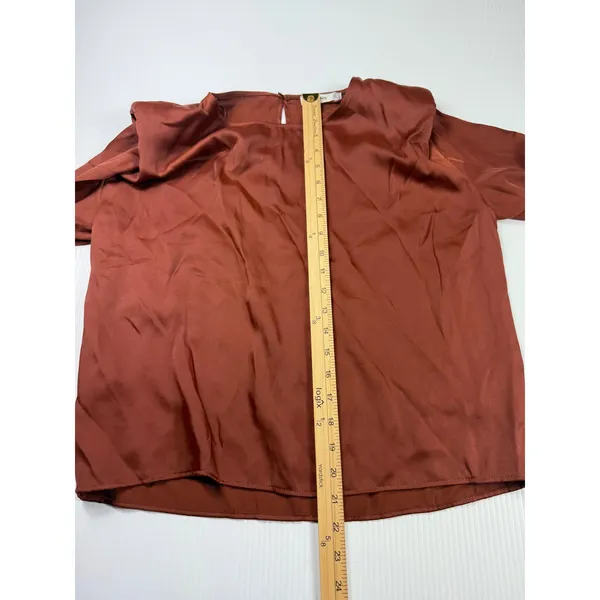 MNG Ruffle Long Sleeve‎ Blouse Elegant Top Copper Brown Size S - Image 4