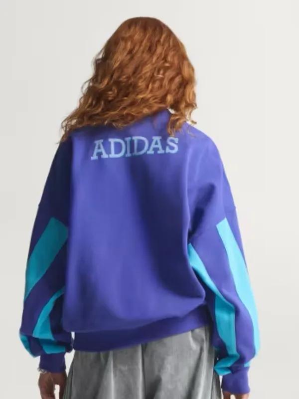 Adidas Soccer Teams Color Block Blue Crewneck Sweatshirt Oversized Womens Small - Image 3