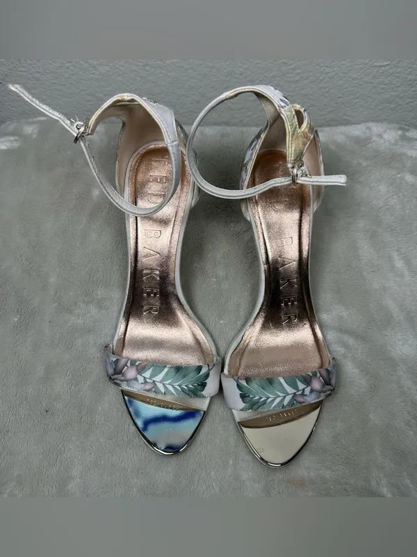 Ted Baker Woodland Floral Ankle-Strap Stiletto Sandals in Blush Pink SZ:39/8.5 - Image 3