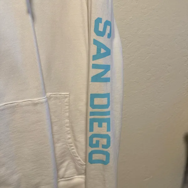 White Hoodie with Blue Accents - Image 4