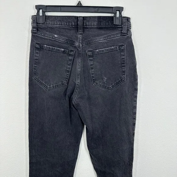 Abercrombie & Fitch Size 26 90s Straight Ultra High Rise Distressed Black Jeans - Image 6