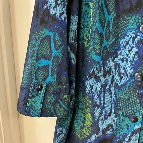 Attyre Snakeskin Animal Print Jacket 3X Car Coat Blue Green Bold Career Travel - Image 2