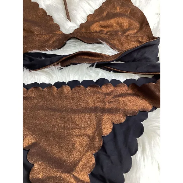 New. PilyQ Copper Reversible Wave bikini set. M-top/L-bottom. Runs small - Image 8