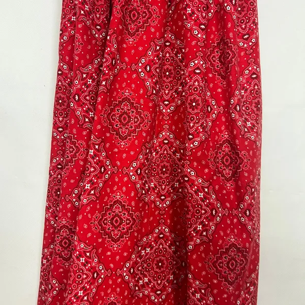 Women's Handkerchief Print Smocked Red Maxi Dress Size S/M - Image 6