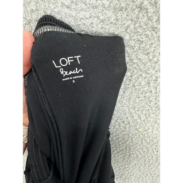 Loft Beach Jumpsuit Womens‎ M Black Surplice V-Neck Tie Ankle Tapered Leg Casual - Image 9
