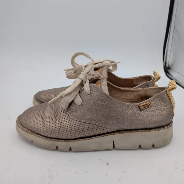 Pikolinos Vera Metallic Gold Perforated Leather Derby Shoes Size 40 Women 9.5-10 - Image 2