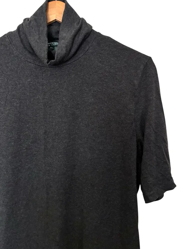 Lauren Ralph Lauren Dark Grey Knit Jersey Turtleneck Short-Sleeve Top - Image 2