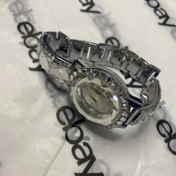 Women’s Silver Rhinestone Crystal Accent Watch Fashion Jewelry Time Piece - Image 3