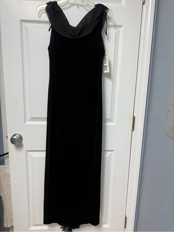 Robbie Bee Black Velvet Maxi Dress with Cowl Neck - Image 6