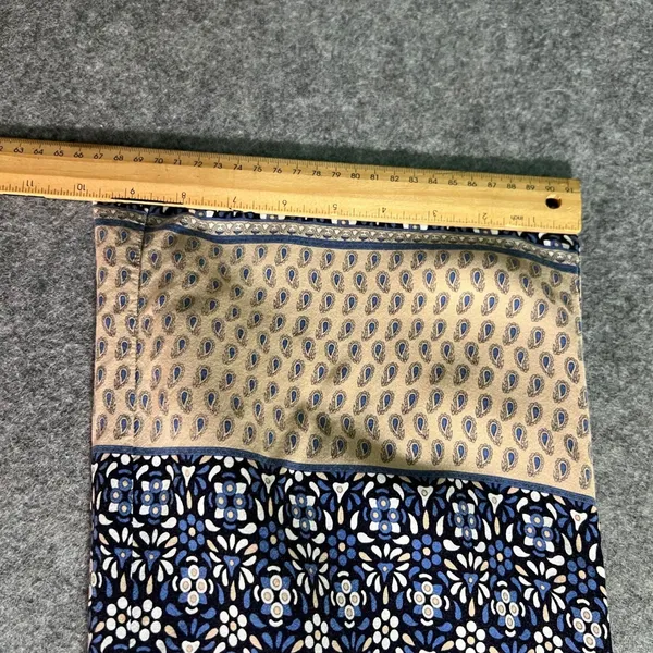 Roz & Ali Blue Floral Boho Wide Leg Border‎ Print Rayon Pants Pull-On M - Image 4