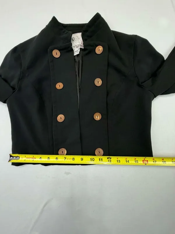 Kenzie Women's Black Cropped Double Breasted Military Style Jacket Size 12 - Image 8