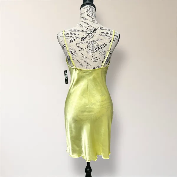 New Jump Apparel M Yellow Satin Cowl Neck Bodycon Mini Dress Prom Homecoming‎ - Image 6