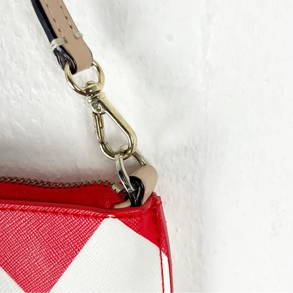KATE SPADE South of the Border Lolly Red White Chevron Pattern Wristlet Boho - Image 8