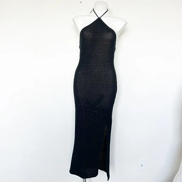 NEW Aqua Halter Crochet Dress MEDIUM - Image 6