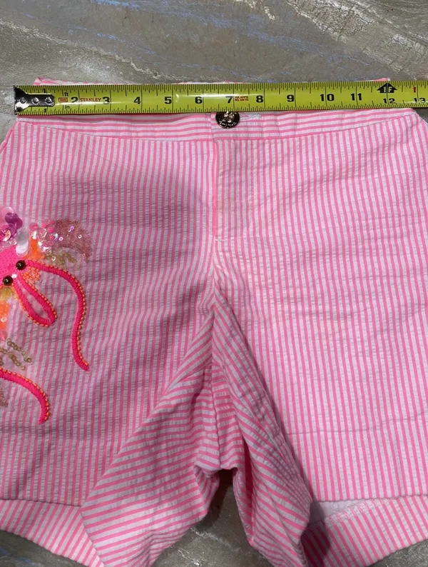 Lilly Pulitzer Pink Striped Shorts with Embellished Design Women’s 6 / Read Description The waist was modified and now is 24 inches. This short is for a girl with small waist (Please See the pics) - Image 7