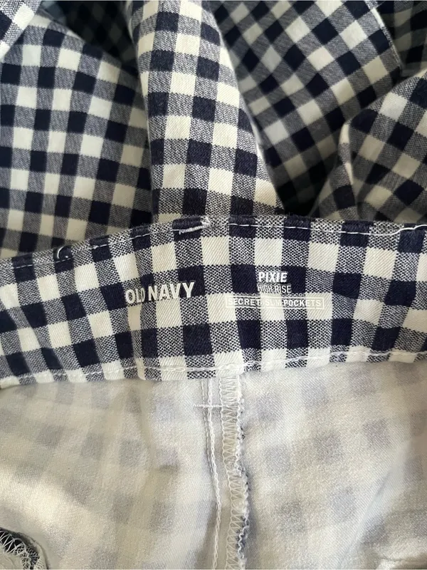 Old Navy Blue White Gingham Check Pixie Ankle Skinny Trouser Pants 16 Preppy - Image 7