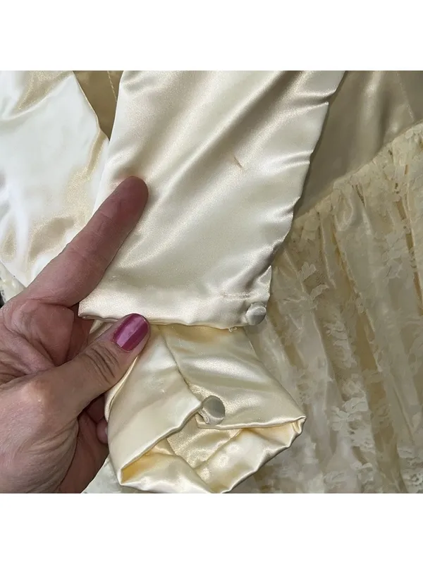 Vintage 50s Wedding Dress Ivory Lace Satin - Image 10