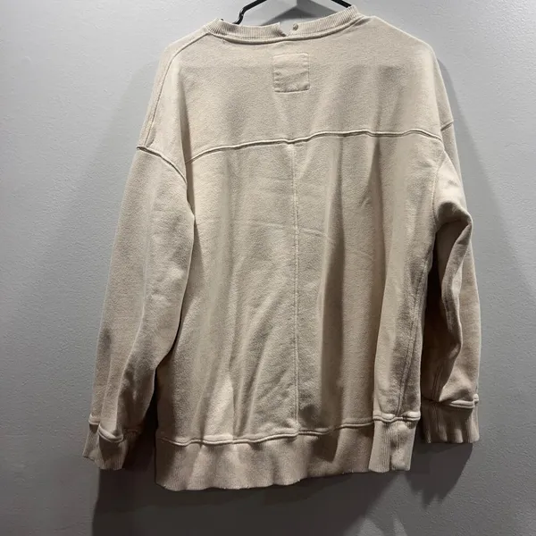 Aerie Beige Distress Crewneck Sweatshirt Sz Small - Image 6