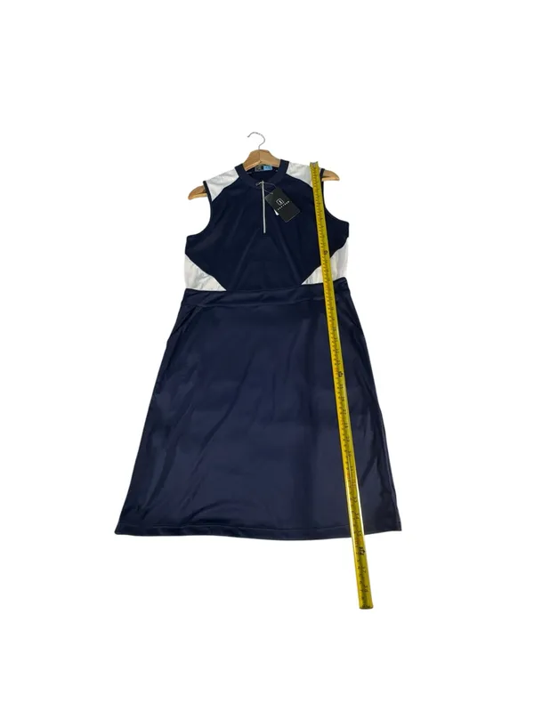 NWT PGA TOUR Women’s Golf Dress M Navy White Mesh Colorblock 1/4 Zip Pockets - Image 9
