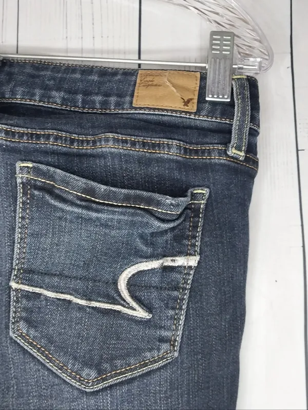 American Eagle Outfitters Women's Dark Blue Low-Rise Minimalist Y2K Skinny Jeans - Image 8