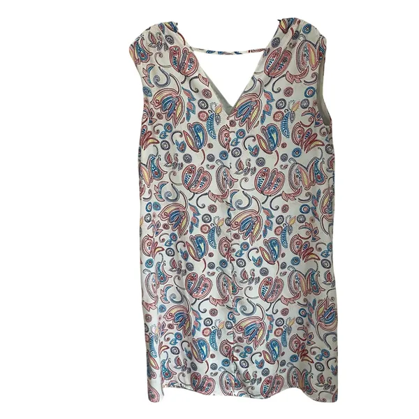 Loft Paisley Deep‎ V Neck Shift Sleeveless Shift Lightweight Dress Size M - Image 2
