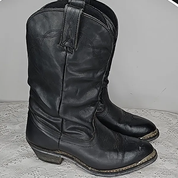 Shyanne Patsy Shy slouch western cowgirl black leather slip on boots sz 6.5 - Image 2