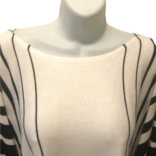 Lauren Ralph Lauren Knit Sweater Poncho Cape One Size White & Black Batwing - Image 4