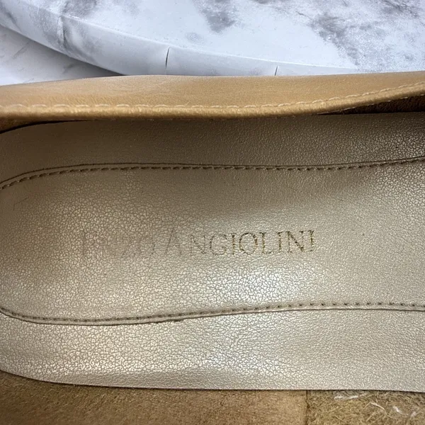 Enzo Angiolini Square Toe Ballet Flat Size 7.5 Camel Tan Leather Double Buckle - Image 7