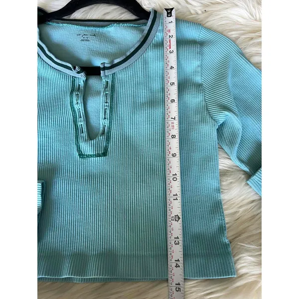 Urban Outfitters Out From Under Light Blue Ribbed Long Sleeve Crop Top XL - Image 6