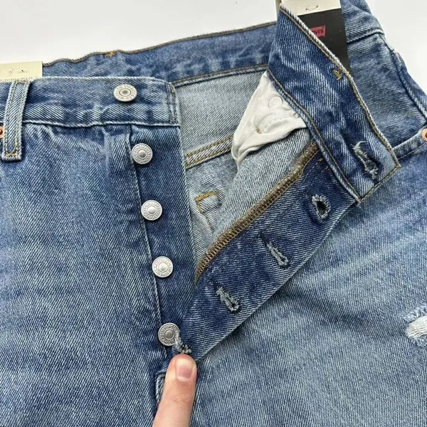 Levi's Premium 501 Original Cropped Women's Sz 30x26 Button Fly Distressed Jeans - Image 5