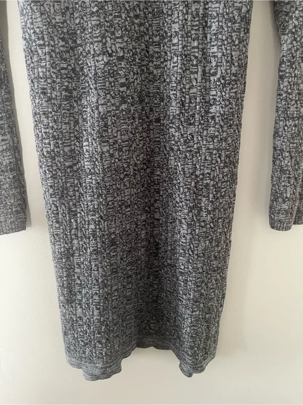 Abercrombie Gray Knit Ribbed Sweater Dress Medium Mock Neck Minimalist Capsule - Image 3