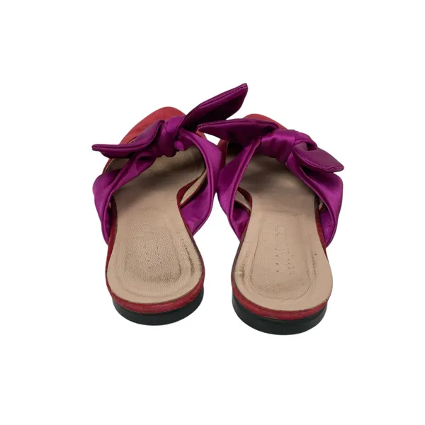 Vero Cuoio Marco Purple Red Bow Accent Slip On Pointed Toe Flats Sandals US 7.5 - Image 3