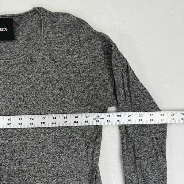 ASOS‎ Womens Gray Marl Long Sleeve Cotton T-Shirt Crew Neck Size Medium 02807490 - Image 3