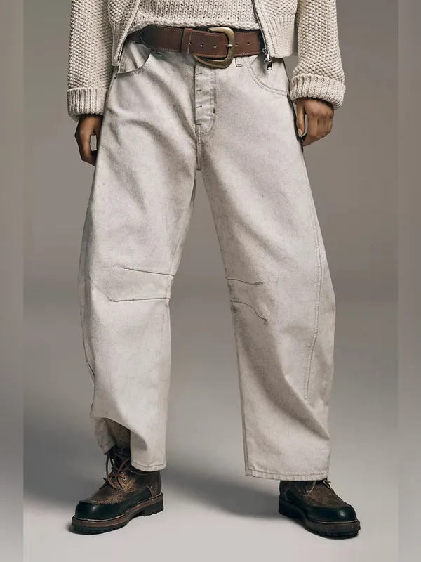 NWT Free People We The Free Good Luck Coated Barrel Jeans - white lightning - 28 - Image 5