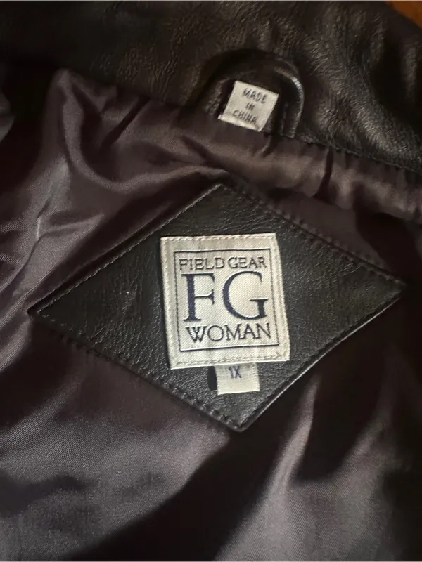 Vtg Field Gear Black Leather Jacket, Size 1X - Image 7