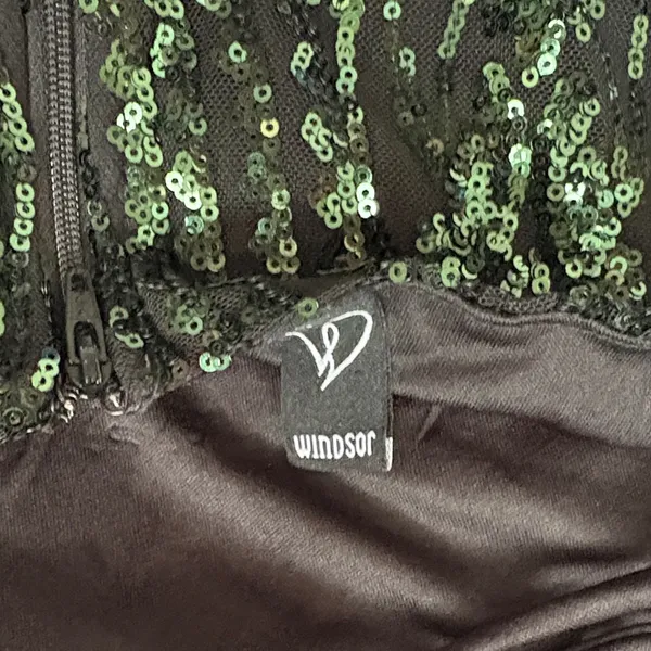 Windsor Black and Green Sequin Mini Dress - Image 2