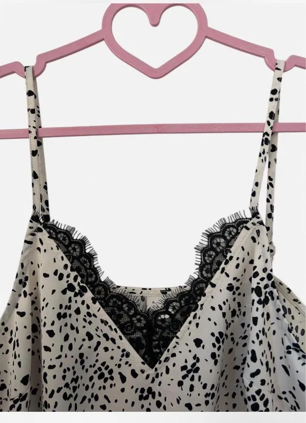 A New Day Black & White Satin Lace Tank - Image 2
