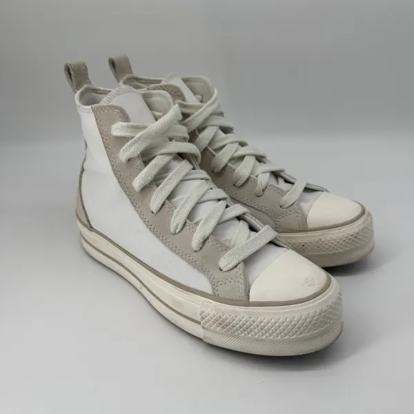 Converse Chuck Taylor All Star Lift High Top Womens 8 Canvas Suede Neutral Clean - Image 3