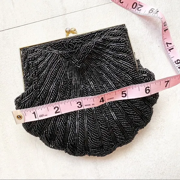 Vintage Black Beaded Evening Bag - Image 11