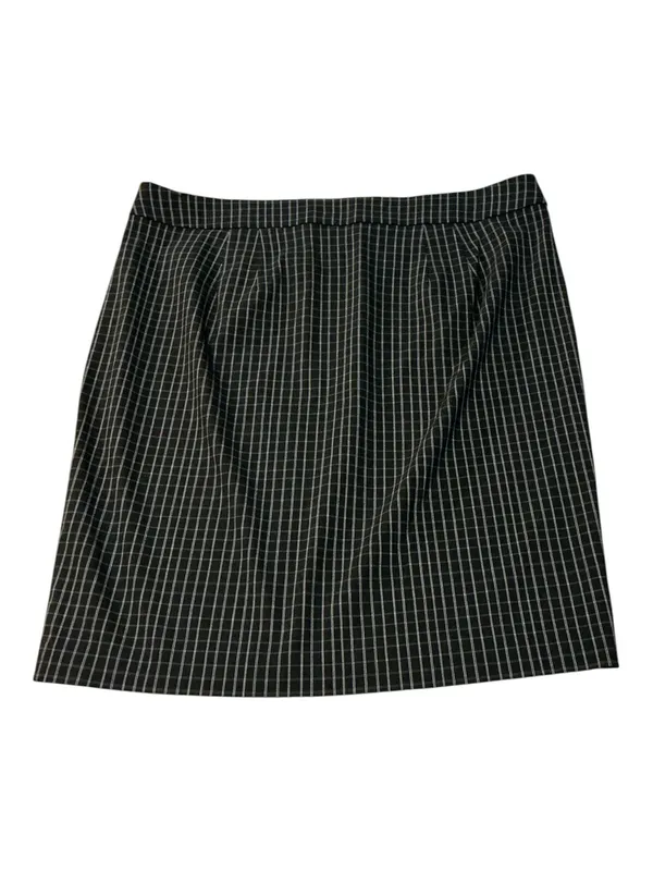 ELLE Plaid Windowpane Check Skirt Black White Tailored Size XL - Image 2