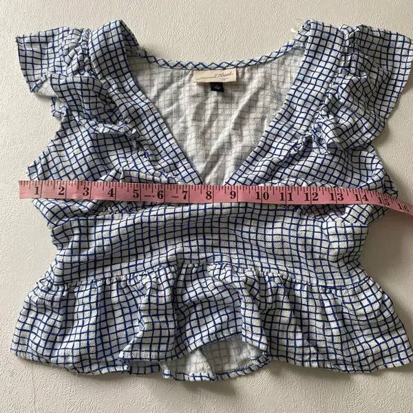Universal Threads Blue Check Ruffle Peplum Top Small - Image 5