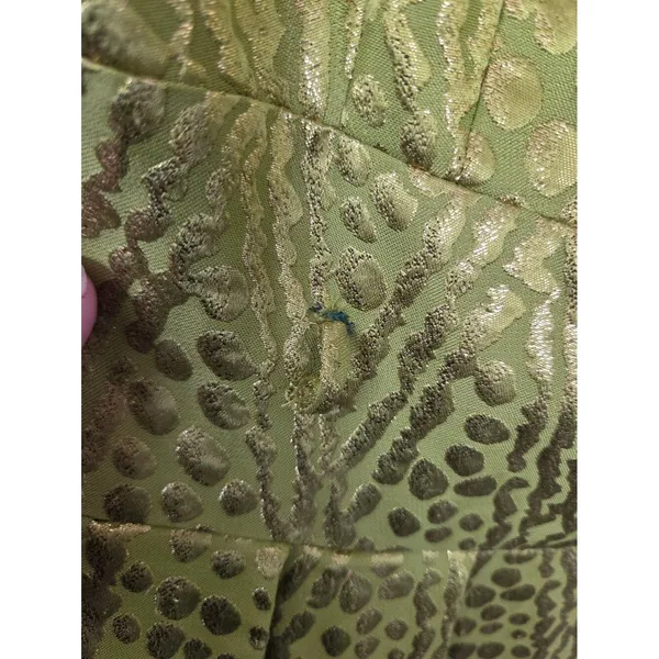 Antonio Melani Lime Green Gold Metallic Dress Midi Cocktail Evening Formal 4 - Image 6