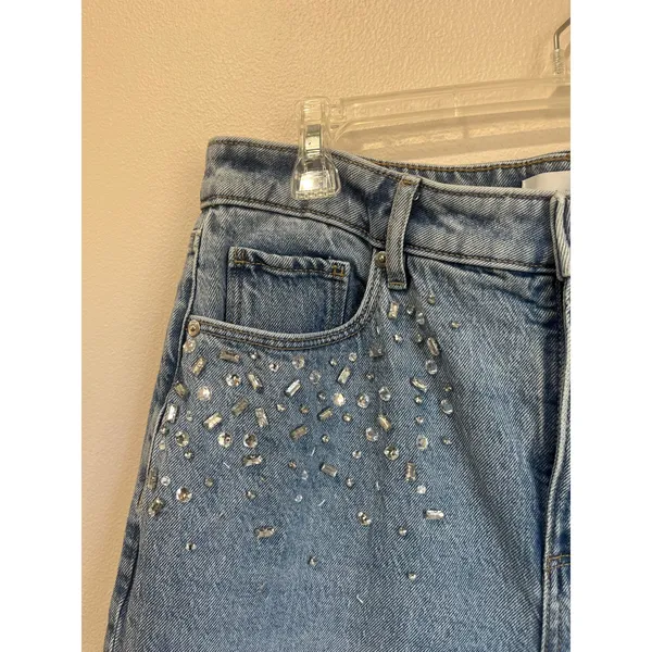 LOFT The Wide Leg Bedazzled Jeans High Rise Statement Denim‎ Size 29 - Image 7