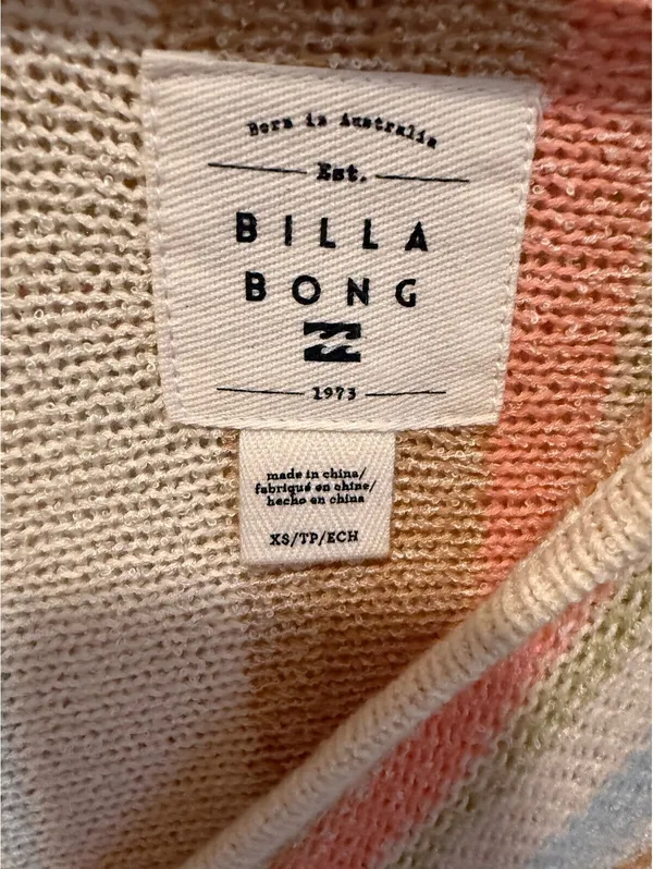 Billabong Striped Hooded Pullover Sweater XS - Image 3
